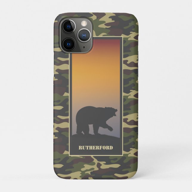 Capa Para iPhone 11 Pro Urso Rugido e Camo (Verso)