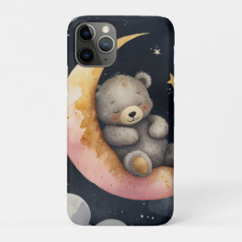 Capa Para iPhone 11 Pro Urso Sonolento na Lua