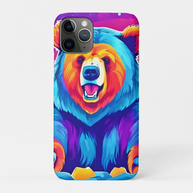 Capa Para iPhone 11 Pro Urso Vibrante na Neve (Verso)