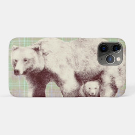 Capa Para iPhone 11 Pro Urso Xadrez Sage Neutro