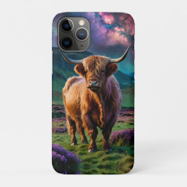 Capa Para iPhone 11 Pro Vaca Highland Sob As Estrelas