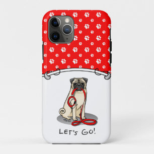Capa Para iPhone 11 Pro Vamos! (caminhada) Cachorro-Pug (desmazelado claro
