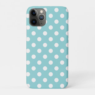 Capa Para iPhone 11 Pro Verde Turquesa e Branco Pontos de Bolinhas