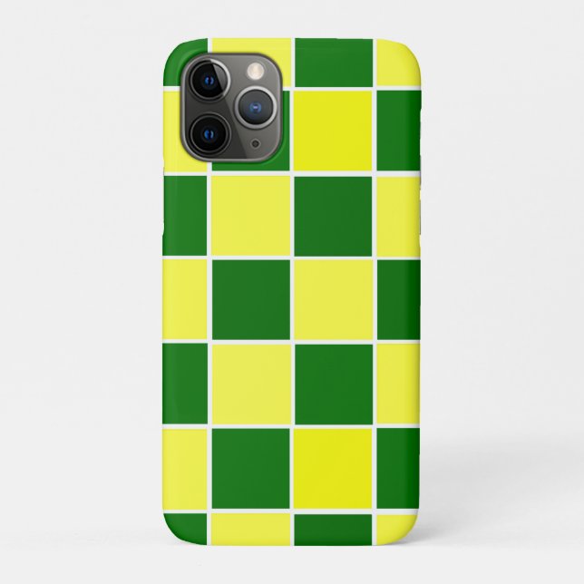 Capa Para iPhone 11 Pro Verificadores brancos, amarelos e verdes (Verso)