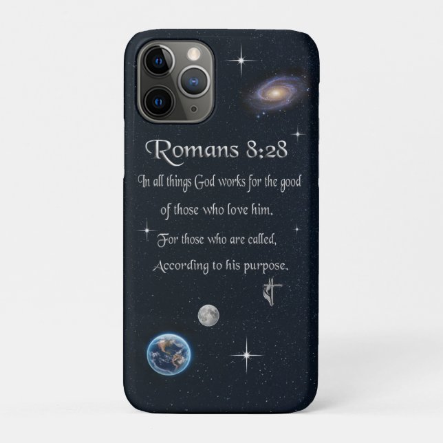 Capa Para iPhone 11 Pro versículo bíblico cristão Romanos 8:28 (Verso)