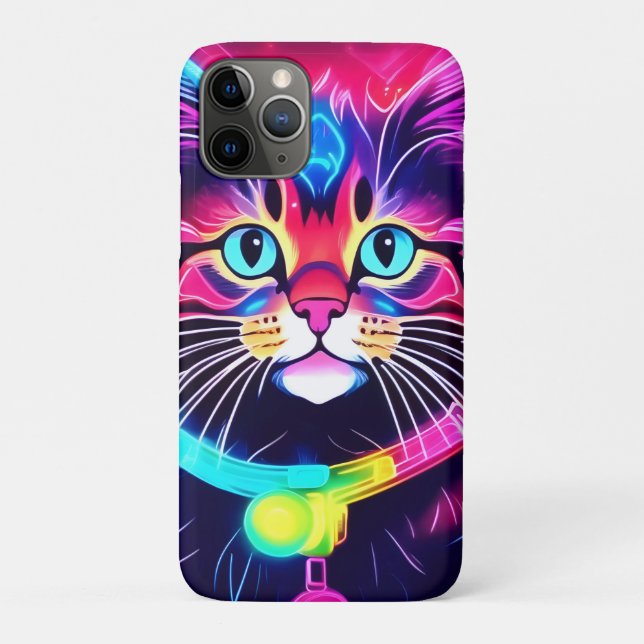 Capa Para iPhone 11 Pro Vibrações de Gato Arco-íris (Verso)