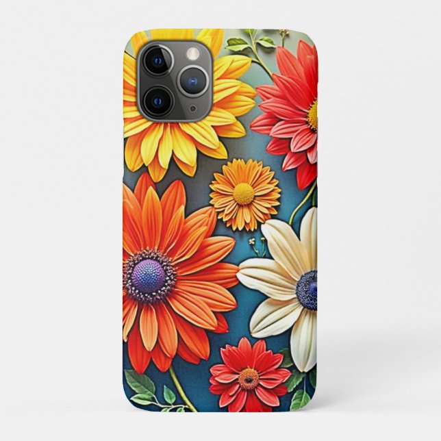 Capa Para iPhone 11 Pro Vibrant Floral Fantasy Design (Verso)