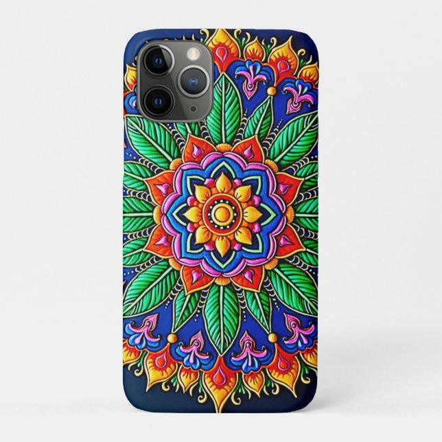 Capa Para iPhone 11 Pro Vibrant Mandala Artistry (Verso)