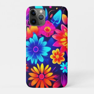 Capa Para iPhone 11 Pro Vibrant Neon Floral Art
