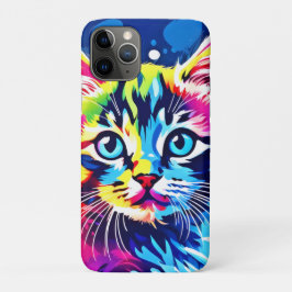 Capa Para iPhone 11 Pro Vibrant Neon Gatinho Art