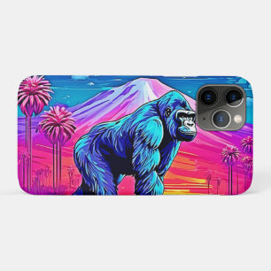 Capa Para iPhone 11 Pro Vibrant Neon Gorilla em uma cena da selva surreal