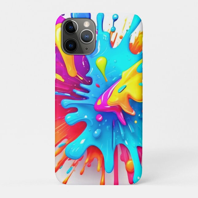Capa Para iPhone 11 Pro Vibrant Neon Paint Splash Art (Verso)