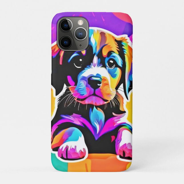 Capa Para iPhone 11 Pro Vibrant Puppy Trabalho de arte (Verso)