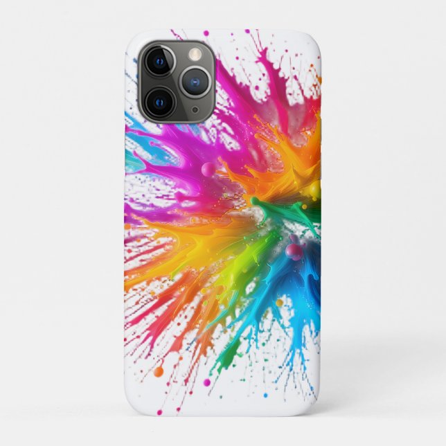 Capa Para iPhone 11 Pro Vibrant Rainbow Paint Splatter Explosion (Verso)