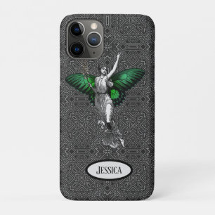 Capa Para iPhone 11 Pro Vintage Green Wing Fairy Art Deco Personalizado