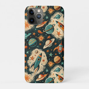Capa Para iPhone 11 Pro Vintage Spacecraft Rocket ships Pattern - Cosmos(6