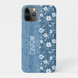 Capa Para iPhone 11 Pro Vista de Né Azul Botânico Elegante Personalizada