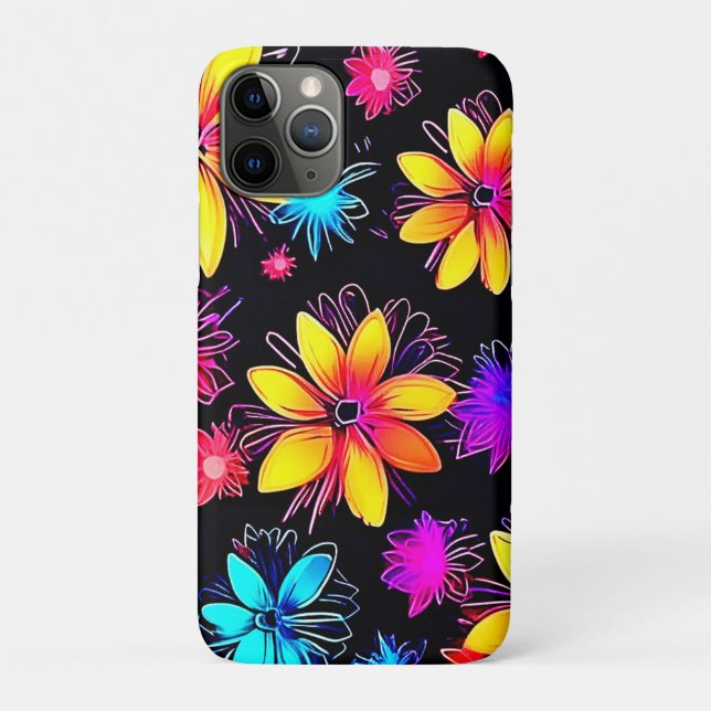 Capa Para iPhone 11 Pro Vivid Neon Floral (Verso)