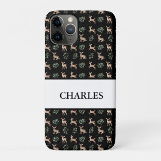 Capa Para iPhone 11 Pro Watercolor Baby Deer e Deixa o nome do padrão