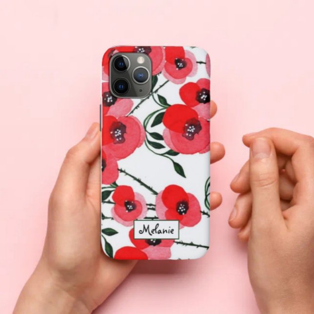 Capa Para iPhone 11 Pro Watercolor poppy flowers botanical (Criador carregado)