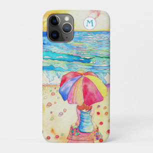 Capa Para iPhone 11 Pro *~* Watercolor Sea Beach Umbrella Sand Case-Mate