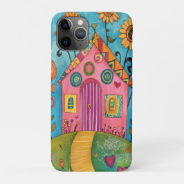Capa Para iPhone 11 Pro Whimsical Folk Art House
