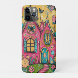Capa Para iPhone 11 Pro Whimsical Folk Art Houses
