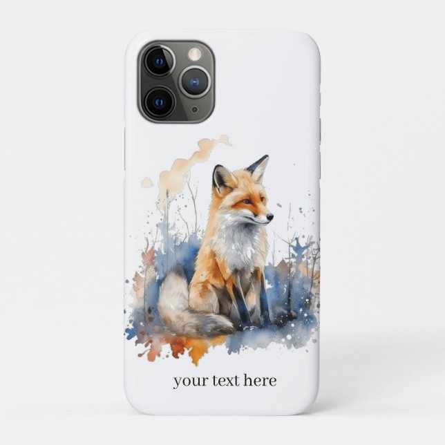 Capa Para iPhone 11 Pro Whispers da Raposa Selvagem em Aquarela, personali (Verso)
