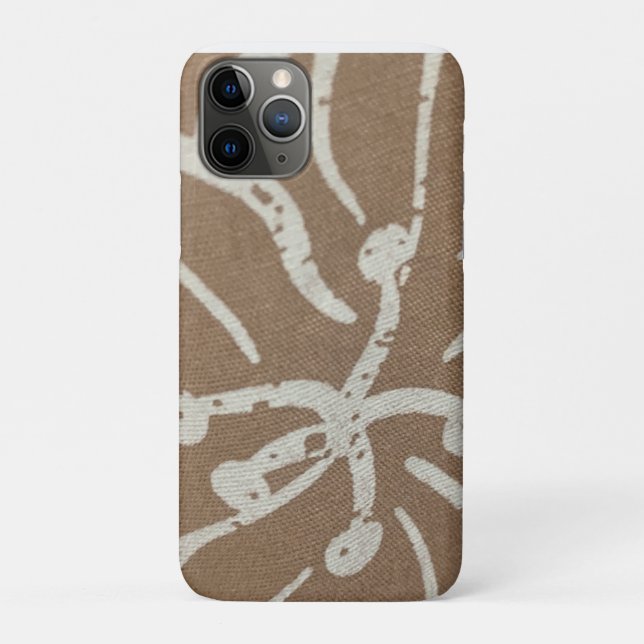 Capa Para iPhone 11 Pro White Floral em Castanho (Verso)