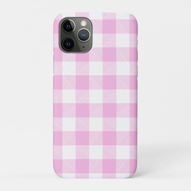 Capa Para iPhone 11 Pro Xadrez Búfalo Rosa (Verso)