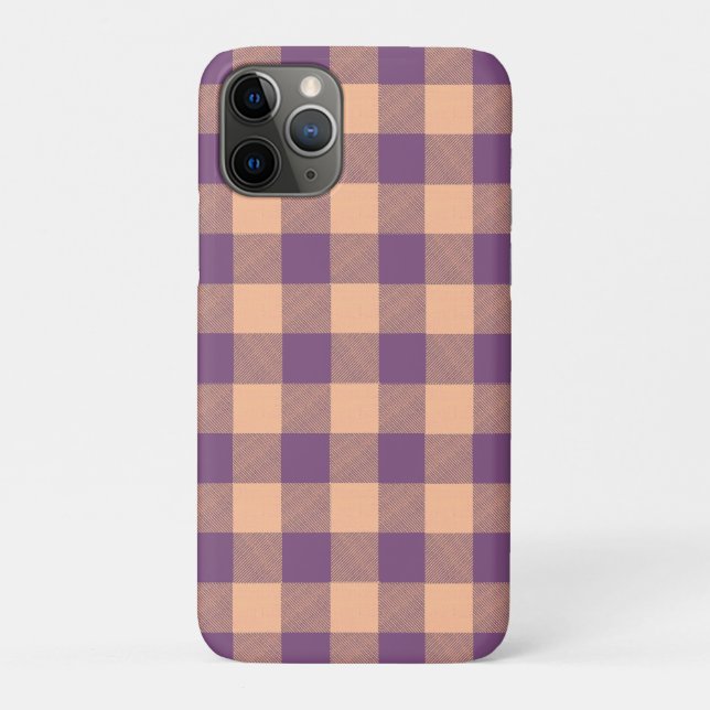 Capa Para iPhone 11 Pro Xadrez Búfalo Violeta e Bege (Verso)