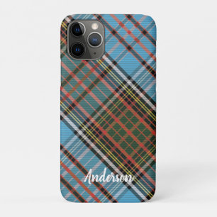 Capa Para iPhone 11 Pro Xadrez Clan Anderson Plaid Azul Claro Personalizad