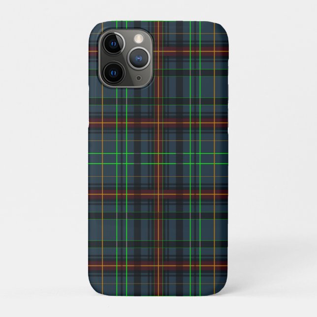 Capa Para iPhone 11 Pro Xadrez em azul, laranja, verde... (Verso)