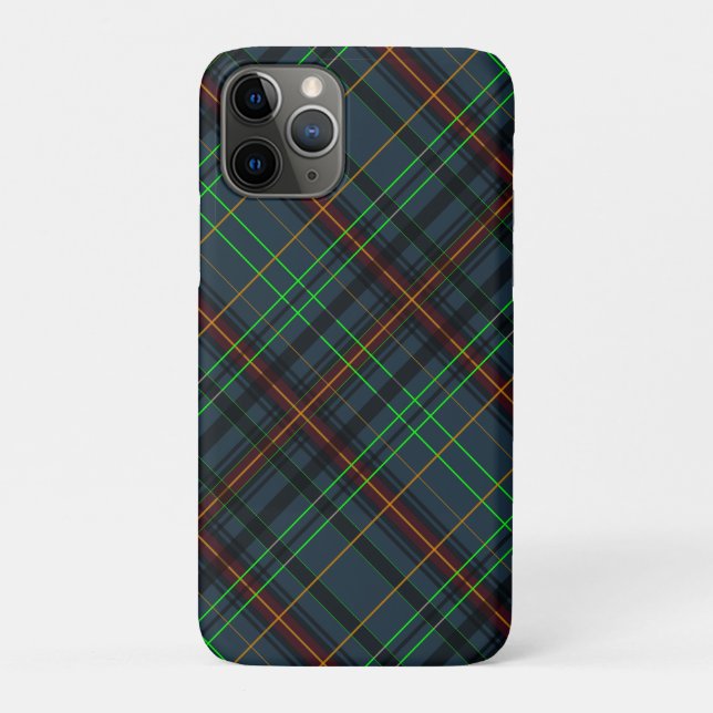 Capa Para iPhone 11 Pro Xadrez em azul, laranja, verde... (Verso)