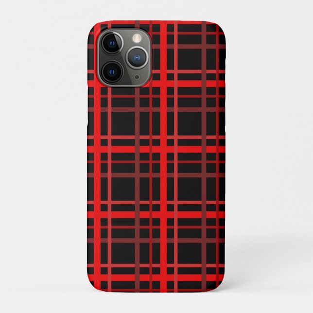 Capa Para iPhone 11 Pro Xadrez Vermelha e Preta (Verso)