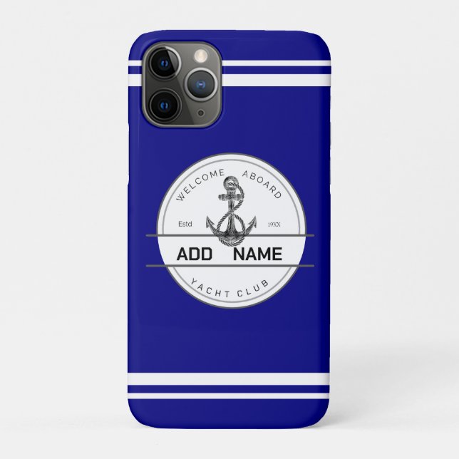 Capa Para iPhone 11 Pro Yacht club marinho Náutico (Verso)