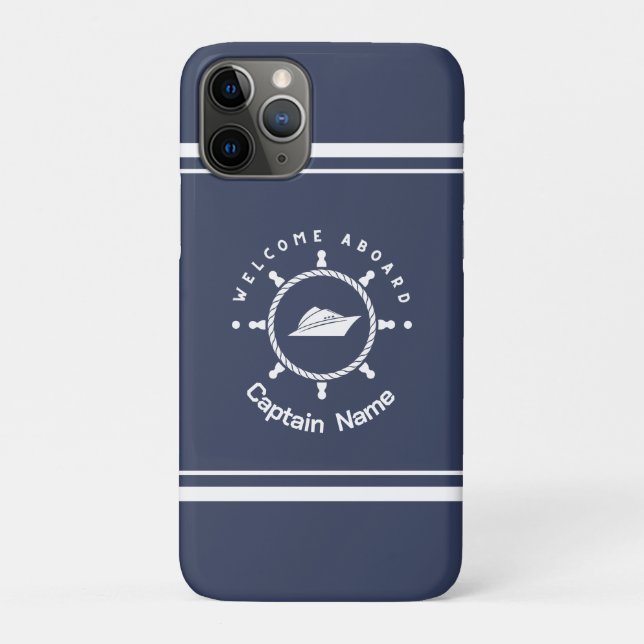 Capa Para iPhone 11 Pro Yacht club Marinho Náutico (Verso)