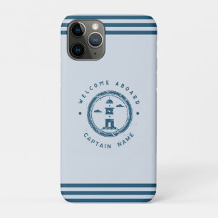 Capa Para iPhone 11 Pro Yacht clube de ancoragem náutica Marinho azul barc