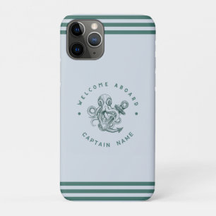 Capa Para iPhone 11 Pro Yacht clube de iate náutico de âncora Marinho azul