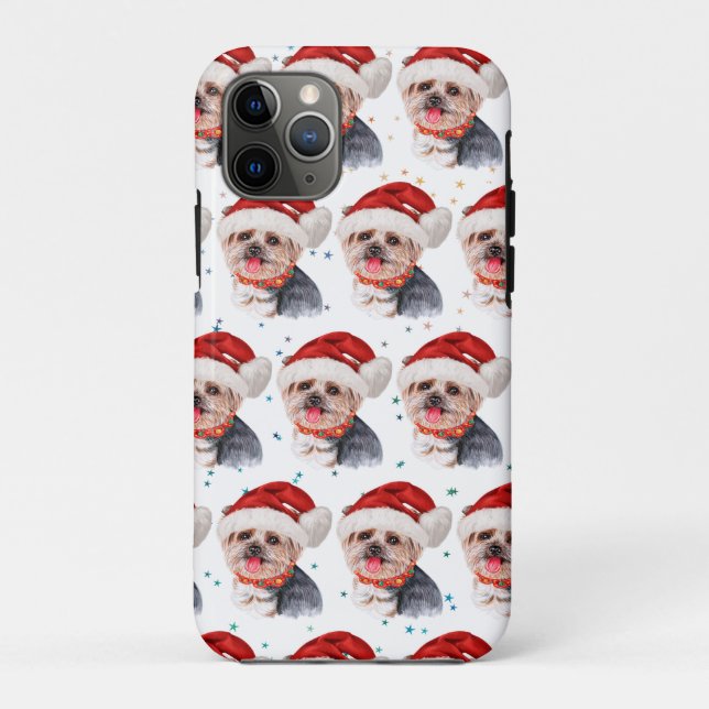 Capa Para iPhone 11 Pro Yorkshire Terrier Dog Raça Estrelas de Natal (Verso)