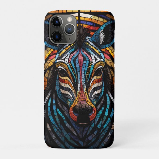 Capa Para iPhone 11 Pro Zebra Mosaica Vibrante (Verso)