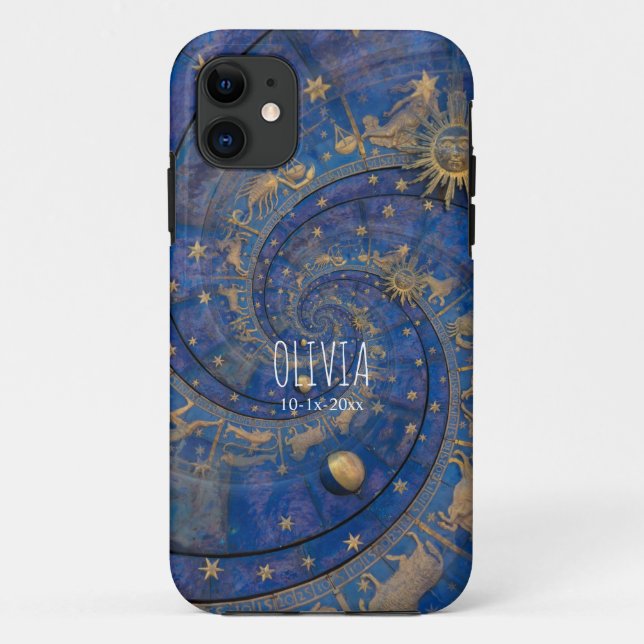 Capa Para iPhone 11 Product: Personalized Celestial Zodiac Spiral (Verso)