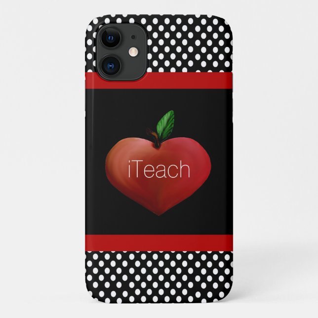 Capa Para iPhone 11 Professor de Coração de Apple Vermelha (Verso)