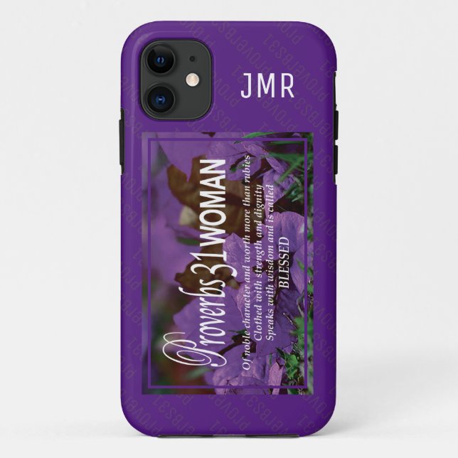 Capa Para iPhone 11 PROVERBS 31 | Vale Mais Do Que O Rubies PURPLE Cas (Verso)