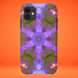 Capa Para iPhone 11 Psicodélica Flor Roxo e Azul
