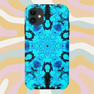 Capa Para iPhone 11 Psicodélico Azul Hippie e Preto