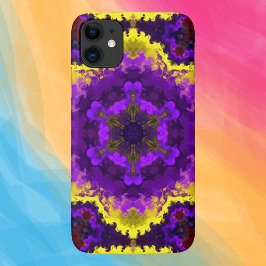 Capa Para iPhone 11 Psicodélico Flor Amarelo e Puro de Mandala
