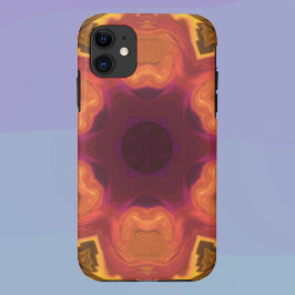 Capa Para iPhone 11 Psicodélico Flor Laranja Púrpura e Amarelo