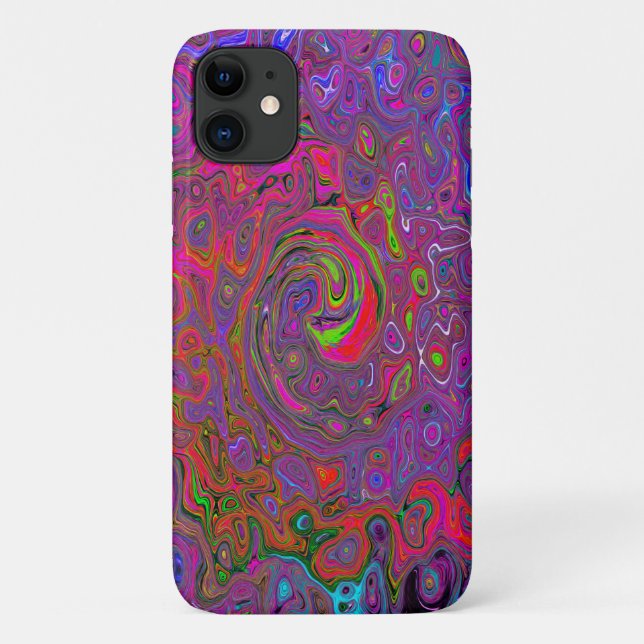 Capa Para iPhone 11 Psicodélico Groovy Magenta Retro Líquido (Verso)