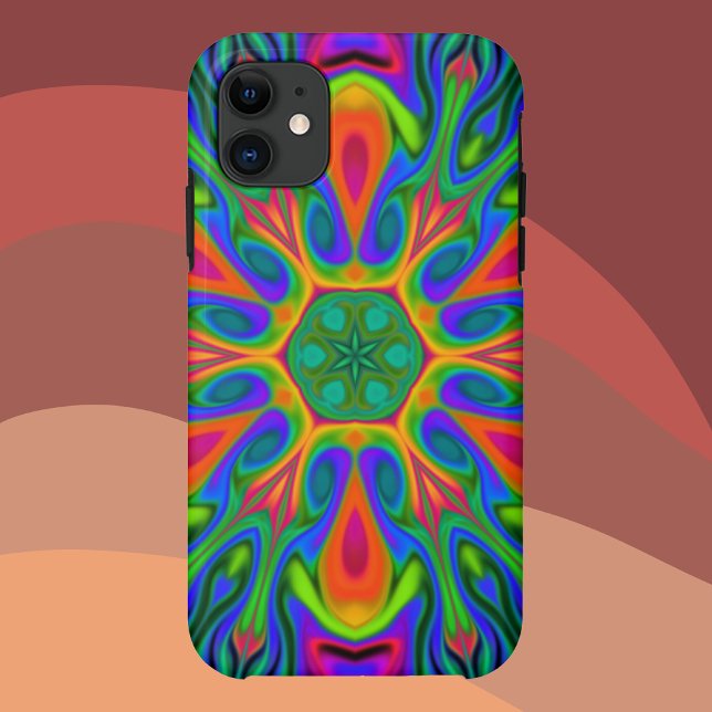 Capa Para iPhone 11 Psicodélico Hippie Flor Arco-Íris (Criador carregado)